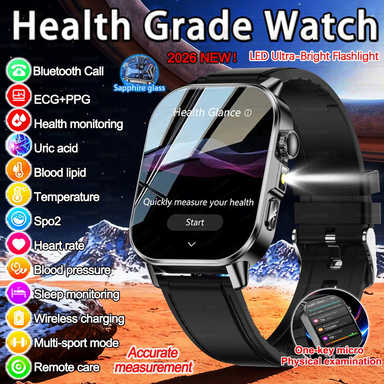Gmt Dual Timezone Watch - 2026New Accurate Blood Fat Uric Acid