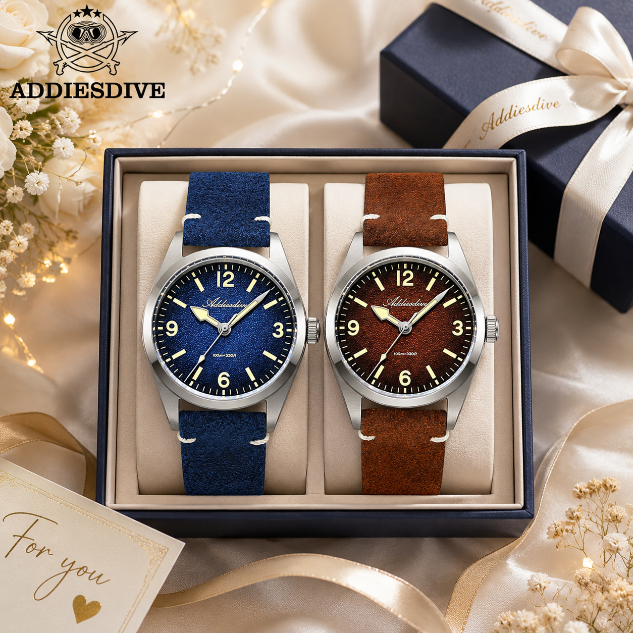 Luxury Watch Leather Strap - ADDIESDIVE 36MM 200M Waterproof Sapphire Glass