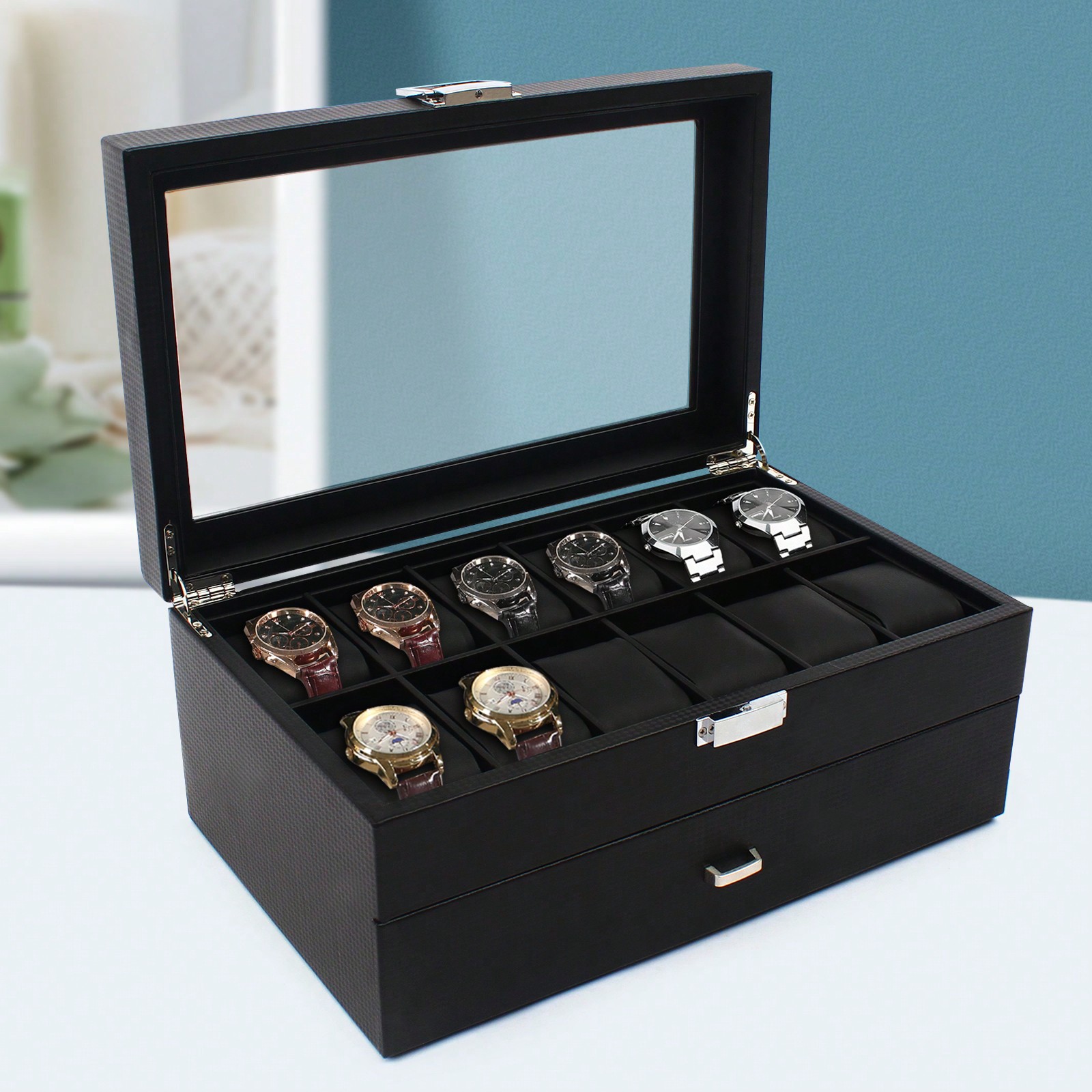 Luxury Watch Organizer - 24 Slot Men Watch Display Case