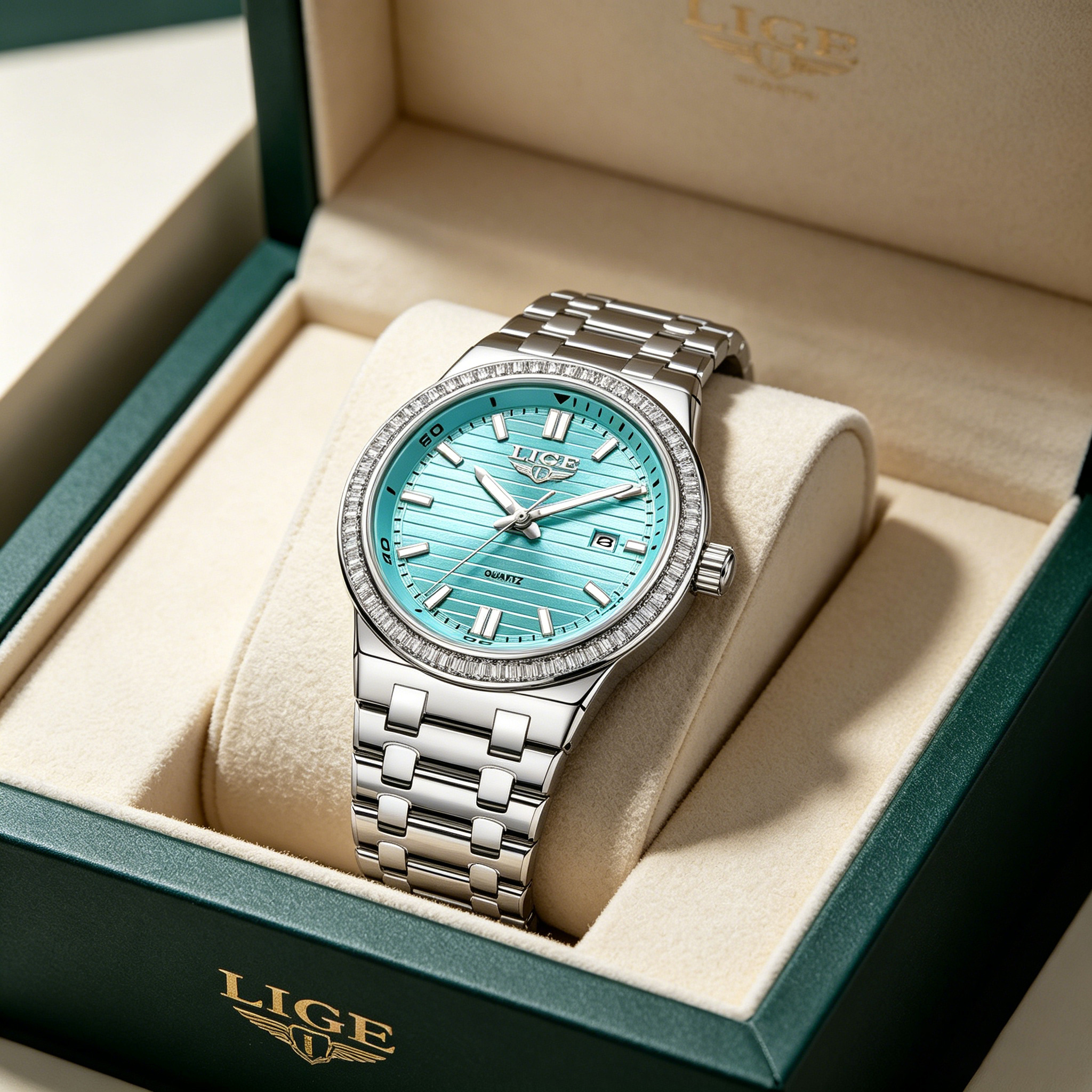 Luxury Watch Mockup - LIGE Mens Watches Top Brand Luxury
