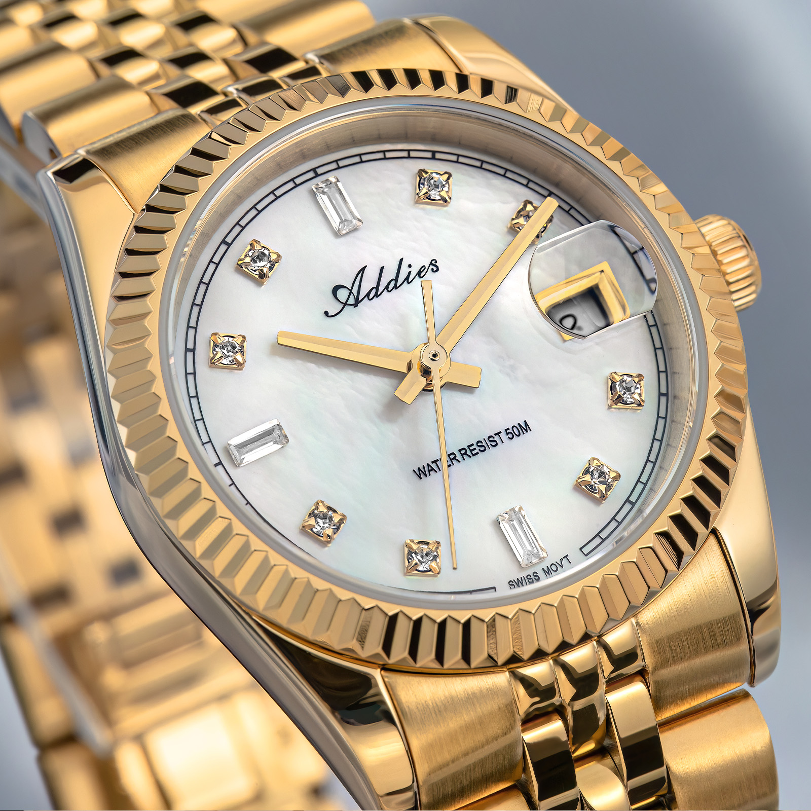 Luxury Watch Organizer - ADDIES Stainless Steel Date Display AW25905