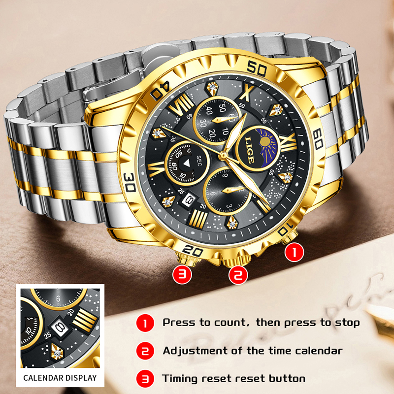 LIGE Top Brand Luxury Quartz M - Luxury Watch Brand recensione e prezzo