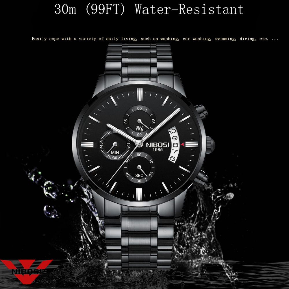 NIBOSI Stainless Steel Black Q - Luxury Watch Mockup recensione e prezzo