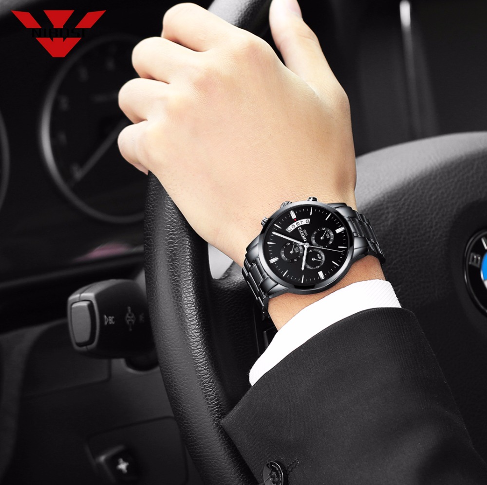 NIBOSI Stainless Steel Black Q - Luxury Watch Mockup recensione e prezzo