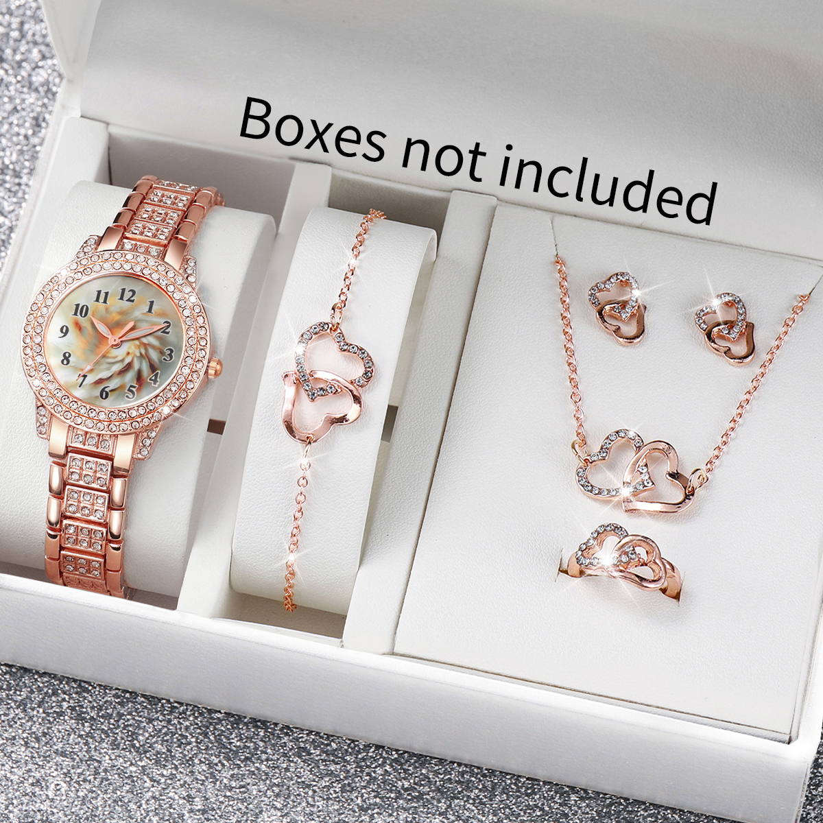 6PCS Luxury Rhinestone Women Q - Luxury Watch Organizer recensione e prezzo