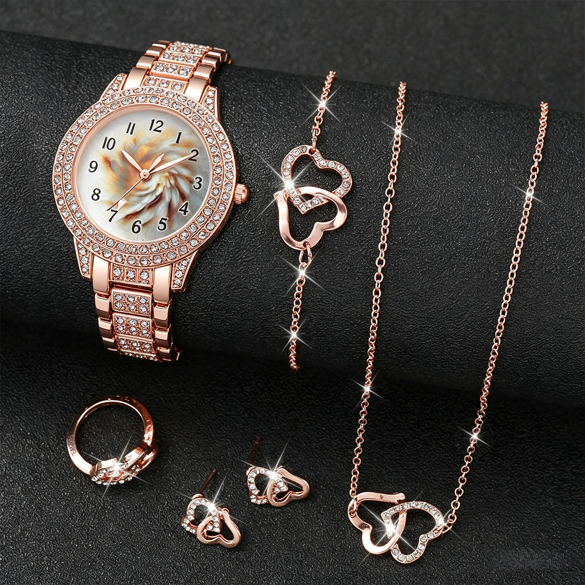 6PCS Luxury Rhinestone Women Q - Luxury Watch Organizer recensione e prezzo