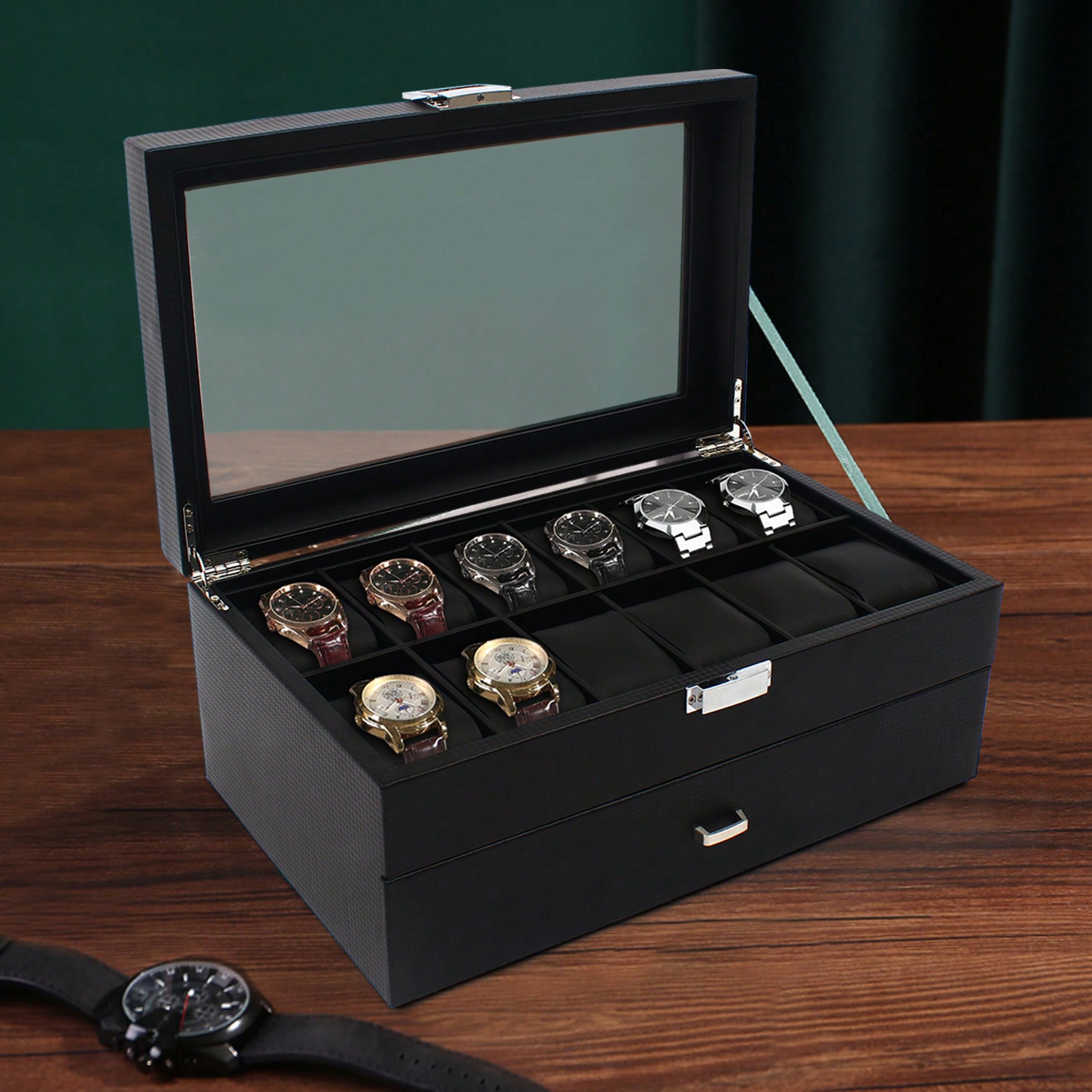 24 Slot Men Watch Display Case - Luxury Watch Organizer recensione e prezzo