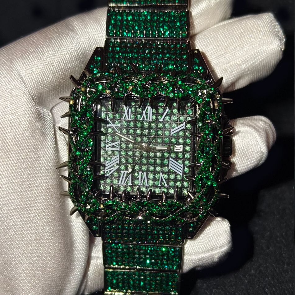 Black Spiked Diamond Quartz Wa - Luxury Watch Organizer recensione e prezzo
