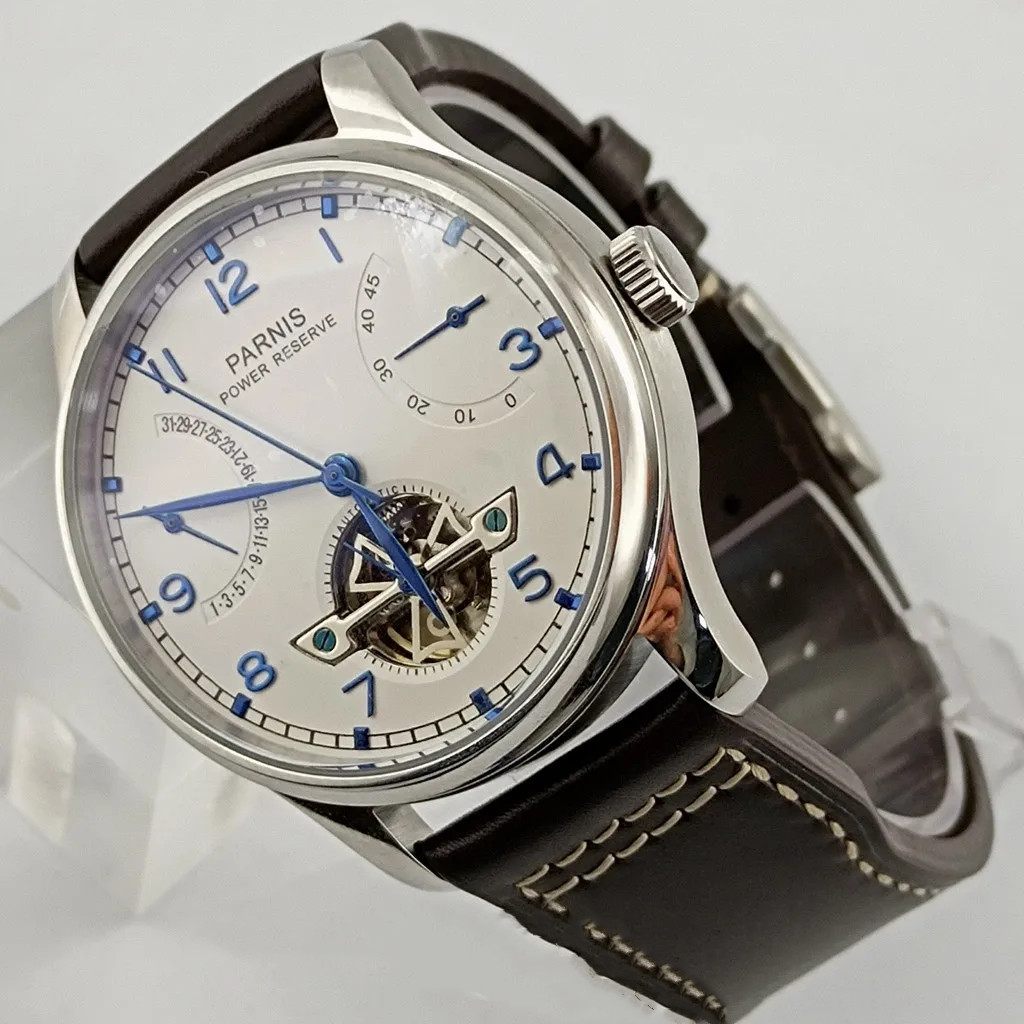Parnis 43mm Luxury Power Reser - Luxury Watch Leather Strap recensione e prezzo