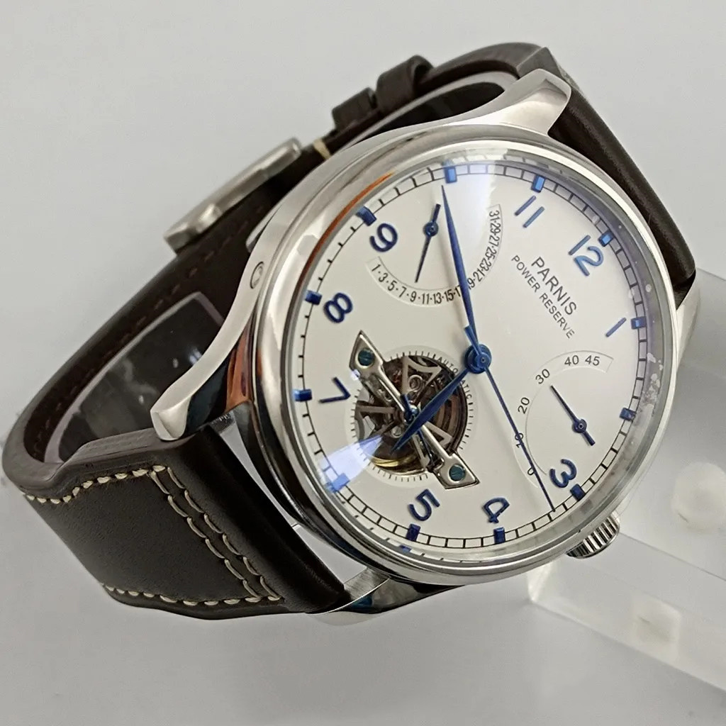 Parnis 43mm Luxury Power Reser - Luxury Watch Leather Strap recensione e prezzo