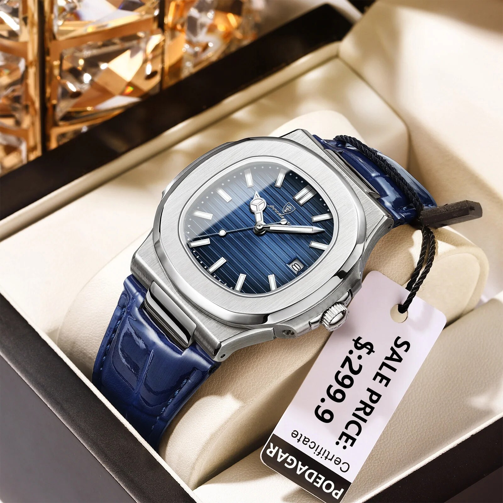 POEDAGAR Top Luxury Square Man - Luxury Watch Organizer recensione e prezzo