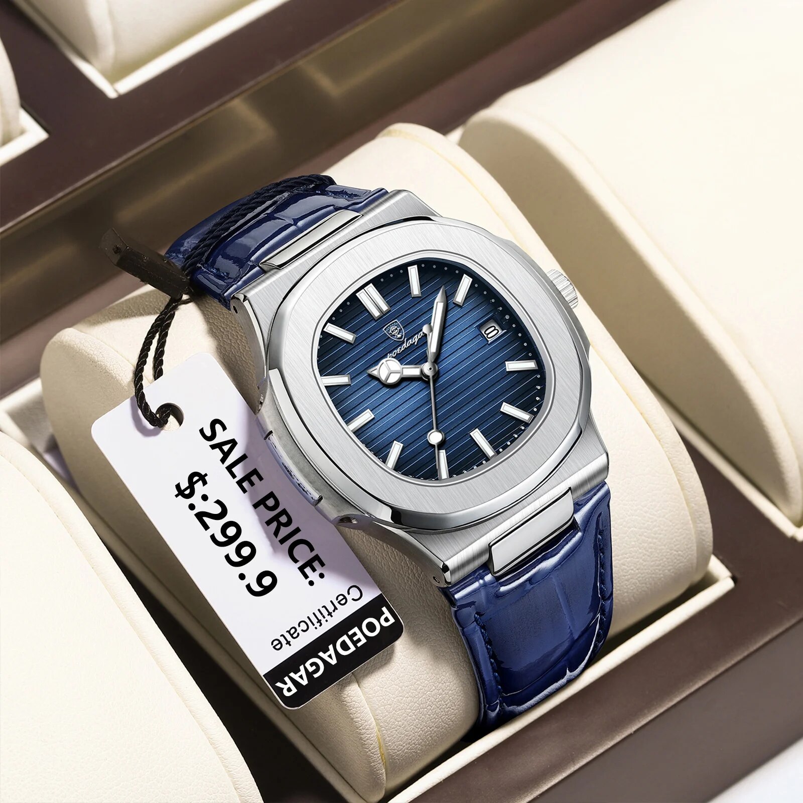 POEDAGAR Top Luxury Square Man - Luxury Watch Organizer recensione e prezzo