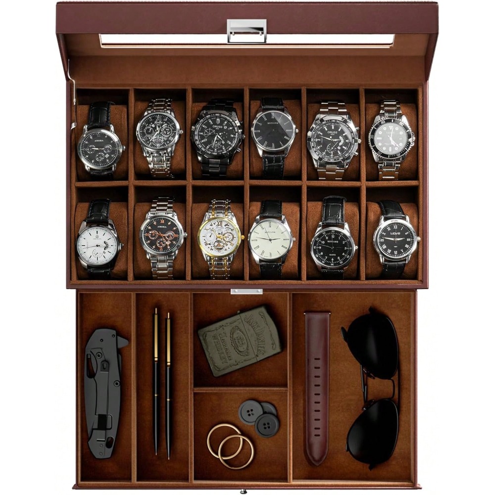 Luxury 12-Slot 2-Layer Watch C - Luxury Watch Holder For Men recensione e prezzo