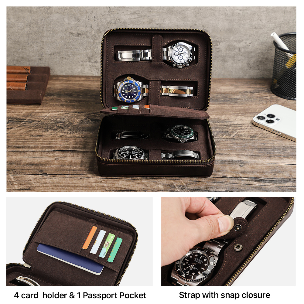 Retro Genuine Leather 4 Slots  - Luxury Watch Holder For Men recensione e prezzo