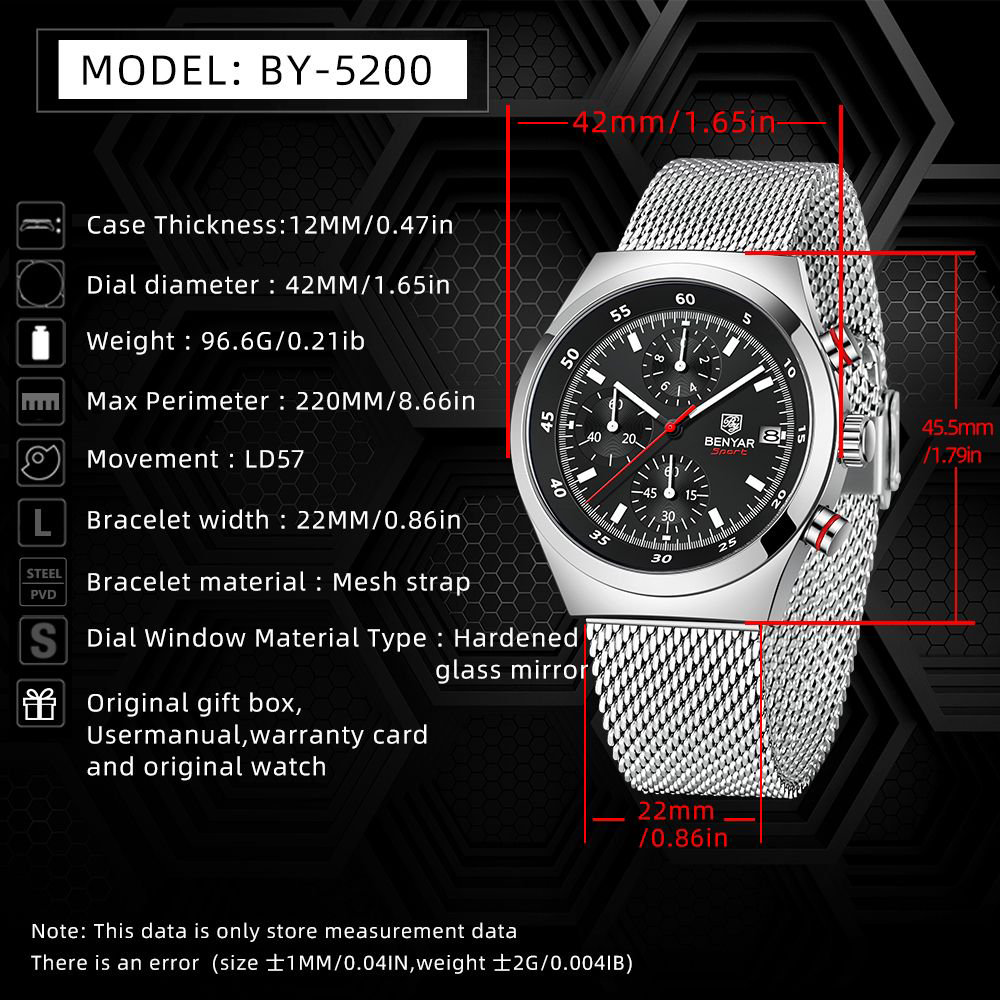 BENYAR Top Luxury Brand Men's  - Luxury Watch Brand recensione e prezzo